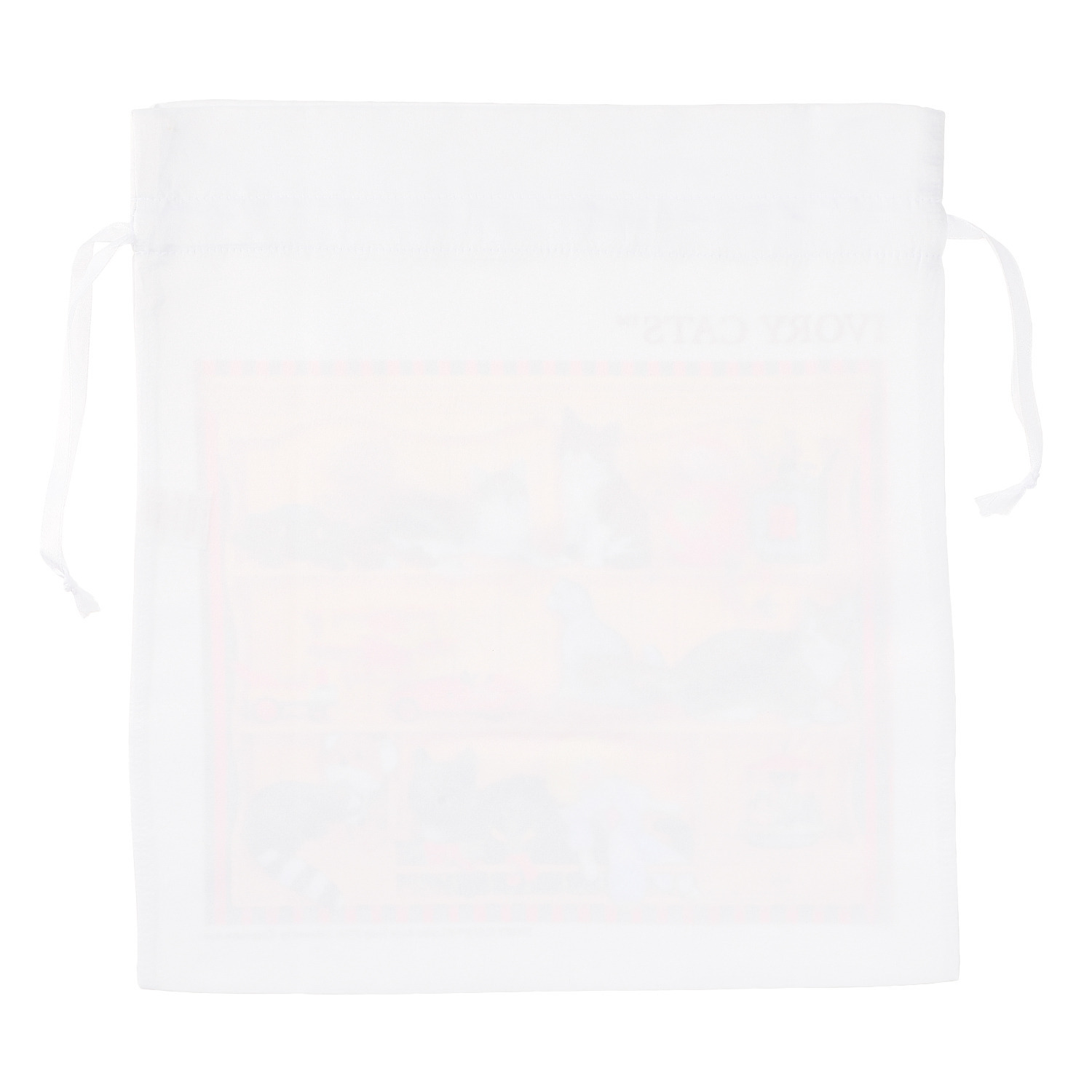 ディアカーズ サテン　巾着 ”アイボリーキャッツ”