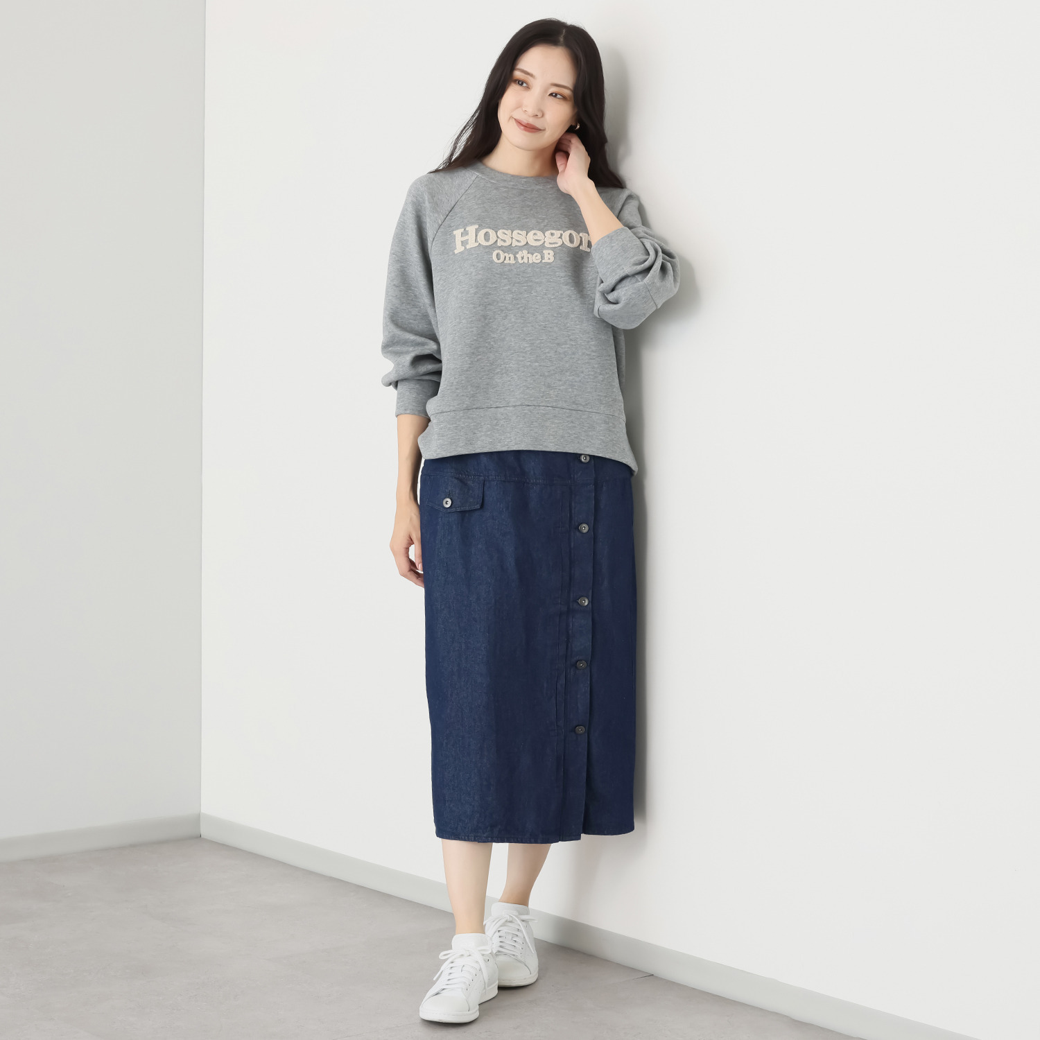 オンザビーバイサマーミー カジュアルをシックに装う Ｉライン デザインロングスカート