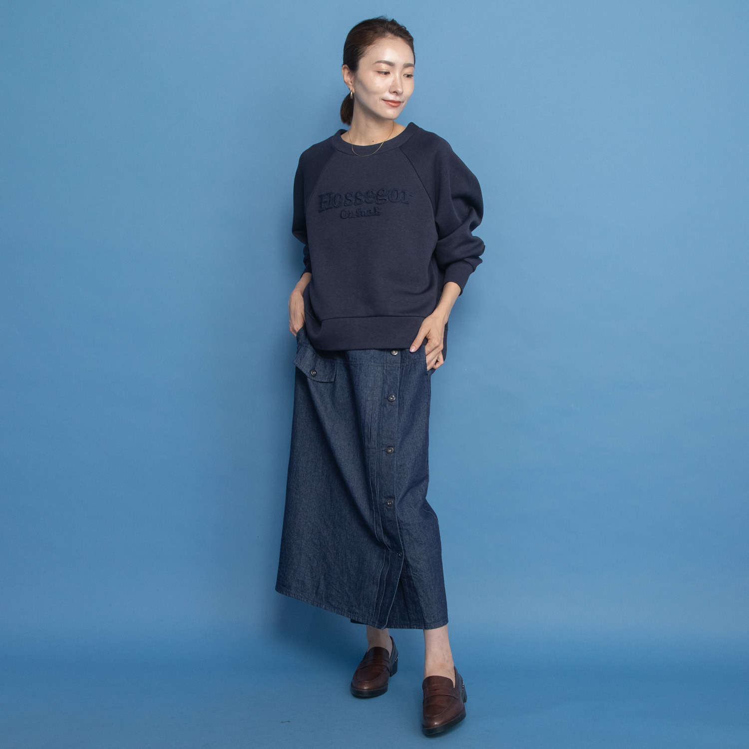 オンザビーバイサマーミー カジュアルをシックに装う Ｉライン デザインロングスカート