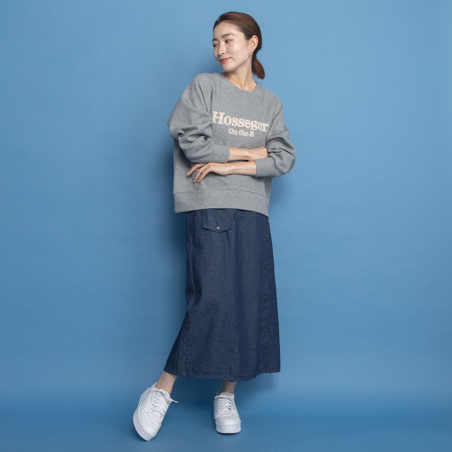 オンザビーバイサマーミー カジュアルをシックに装う Ｉライン デザインロングスカート