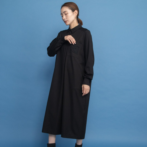 オンザビーバイサマーミー　シンプル服は　ディテールでアップデート　ループステッチ刺しゅう　ロングシャツワンピース