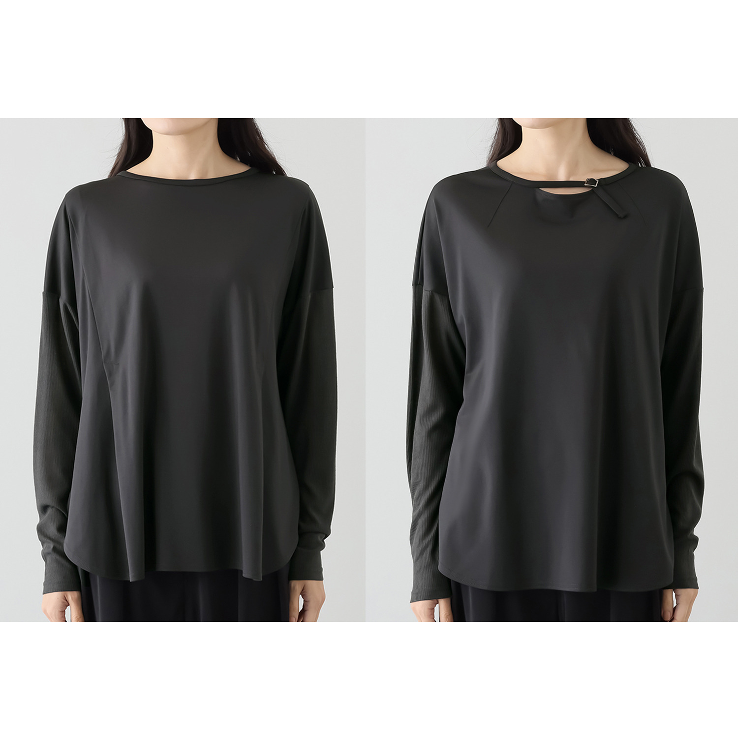 ヨーコモリモト ２ウェイデザインと 異素材でモードに装う プルオーバー