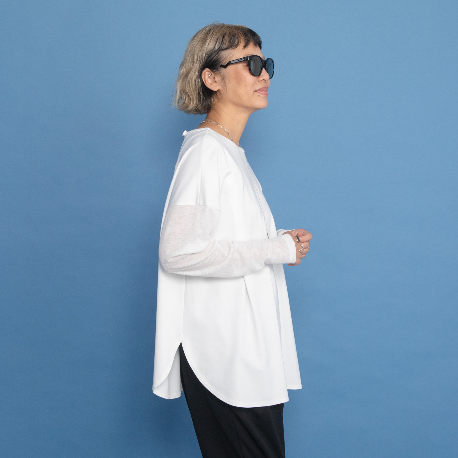 ヨーコモリモト ２ウェイデザインと 異素材でモードに装う プルオーバー