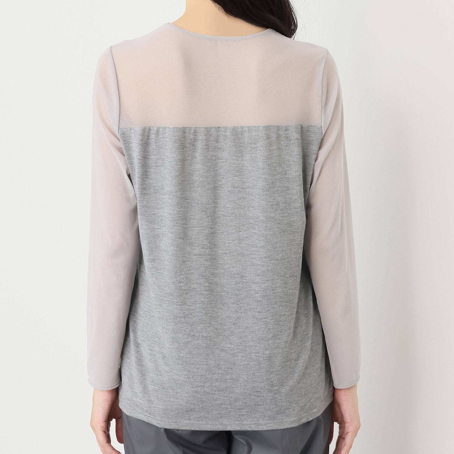 スマイルコットン 日本製 シアーチュール切替 モダール混 プルオーバー