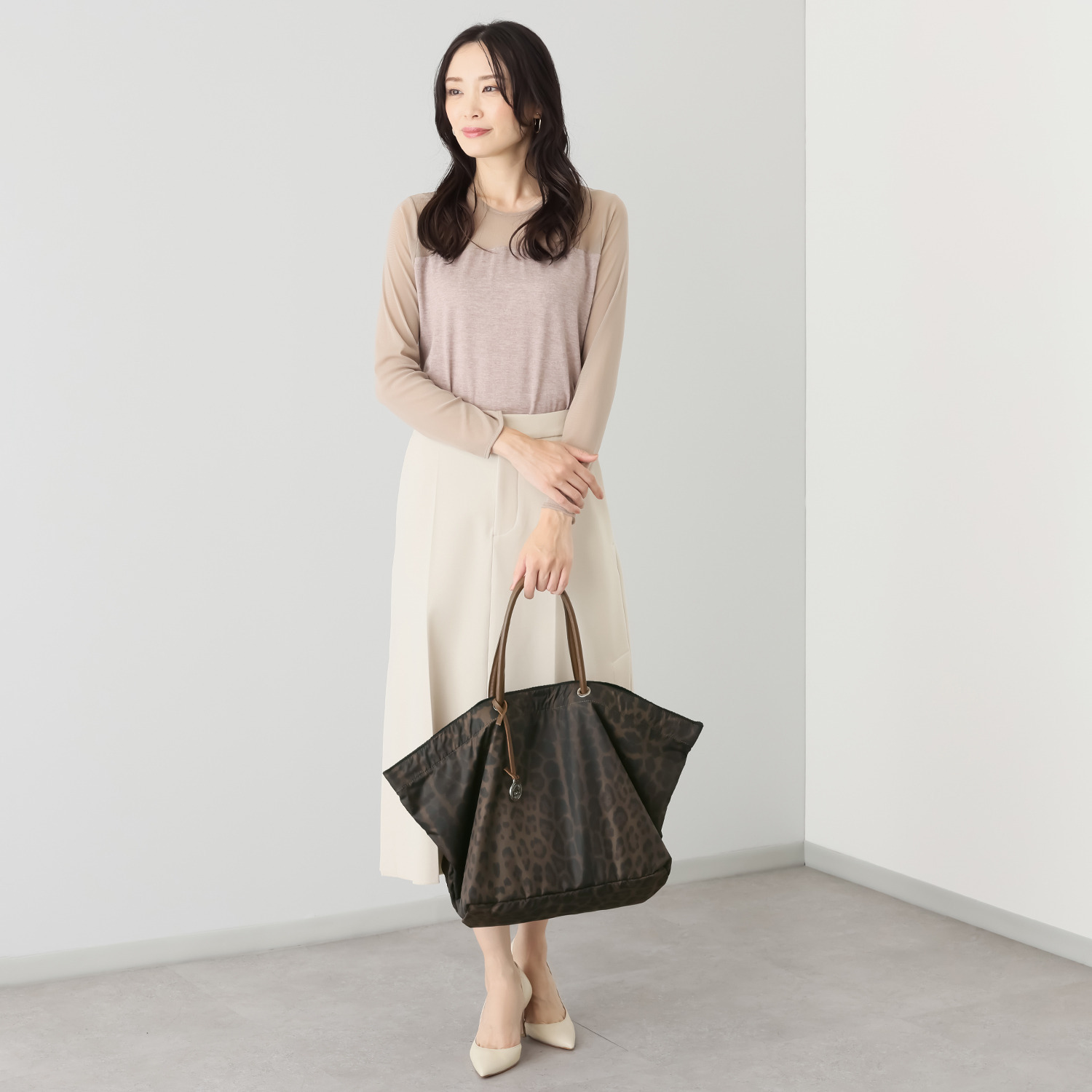 スマイルコットン 日本製 シアーチュール切替 モダール混 プルオーバー