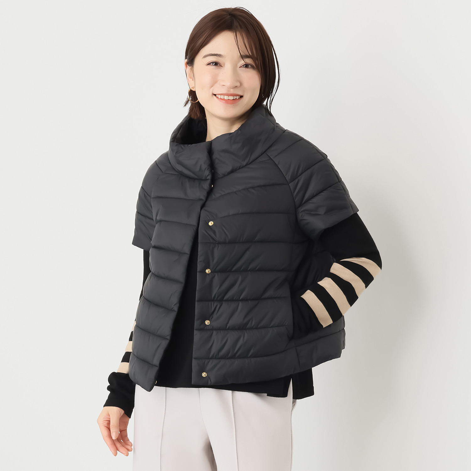 エアリーフェアリー 中綿キルティング ハーフスリーブ ライトジャケット