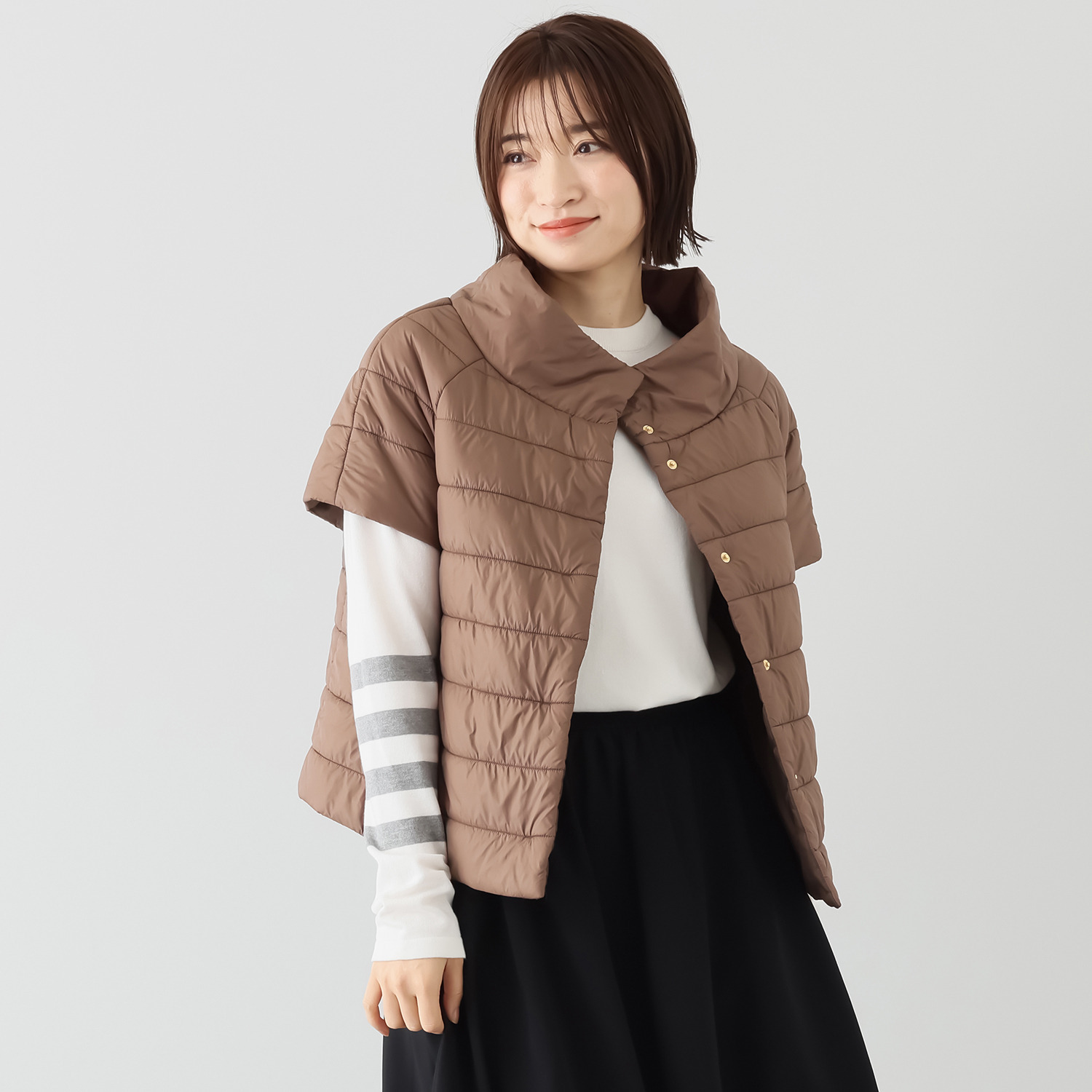 エアリーフェアリー 中綿キルティング ハーフスリーブ ライトジャケット