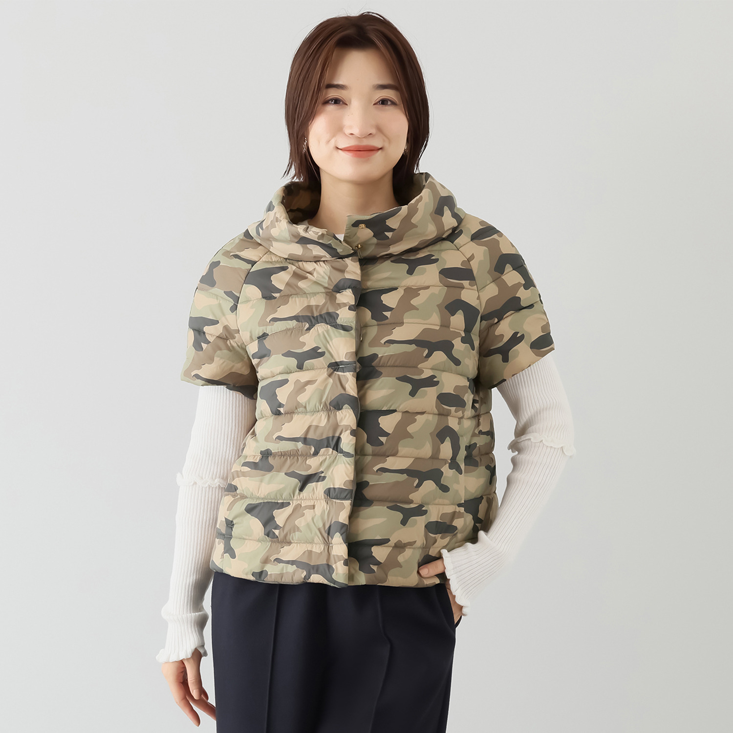 エアリーフェアリー 中綿キルティング ハーフスリーブ ライトジャケット