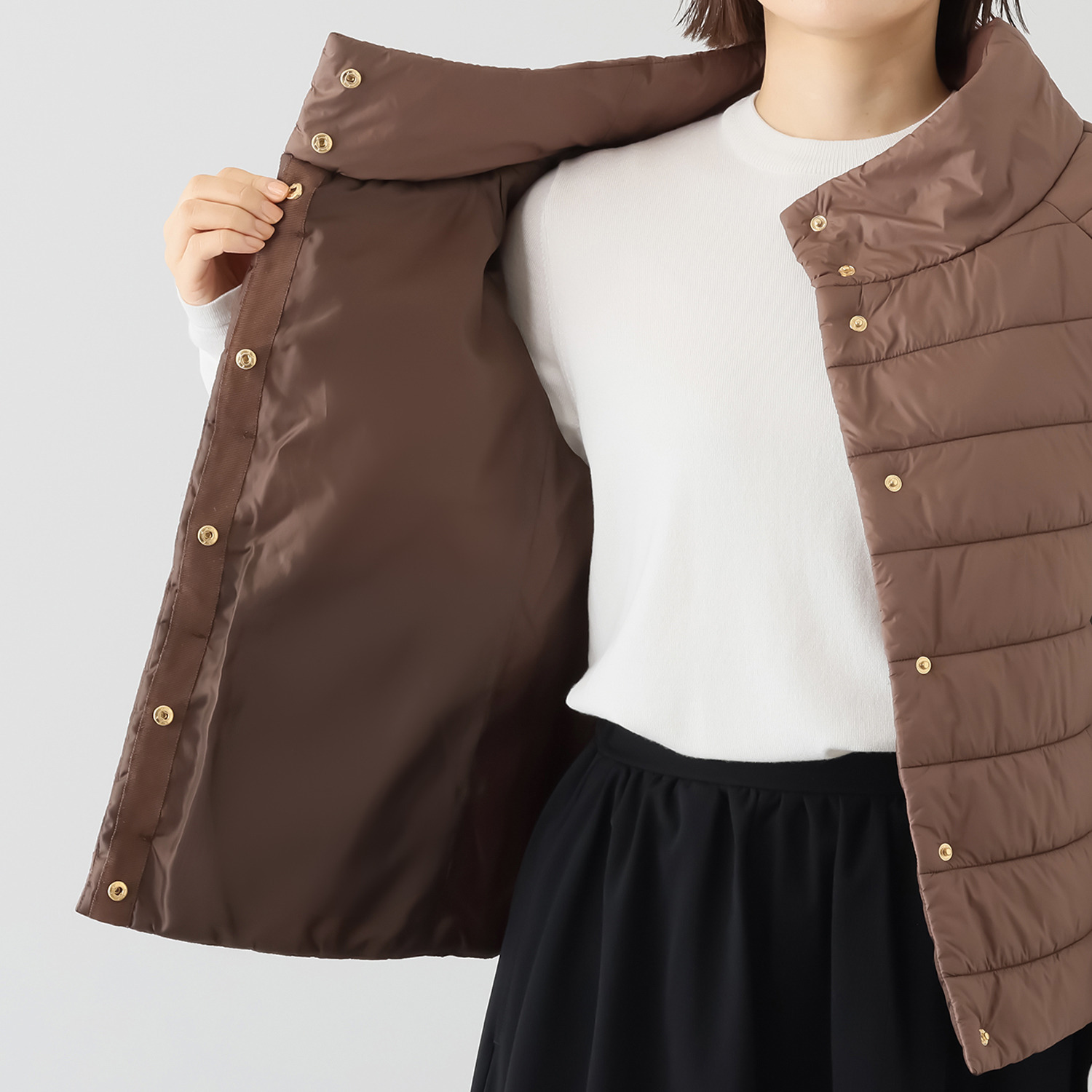 エアリーフェアリー 中綿キルティング ハーフスリーブ ライトジャケット