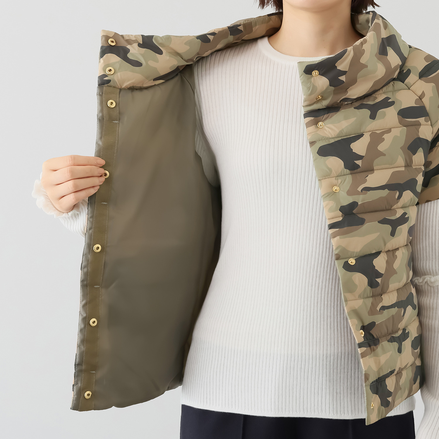 エアリーフェアリー 中綿キルティング ハーフスリーブ ライトジャケット