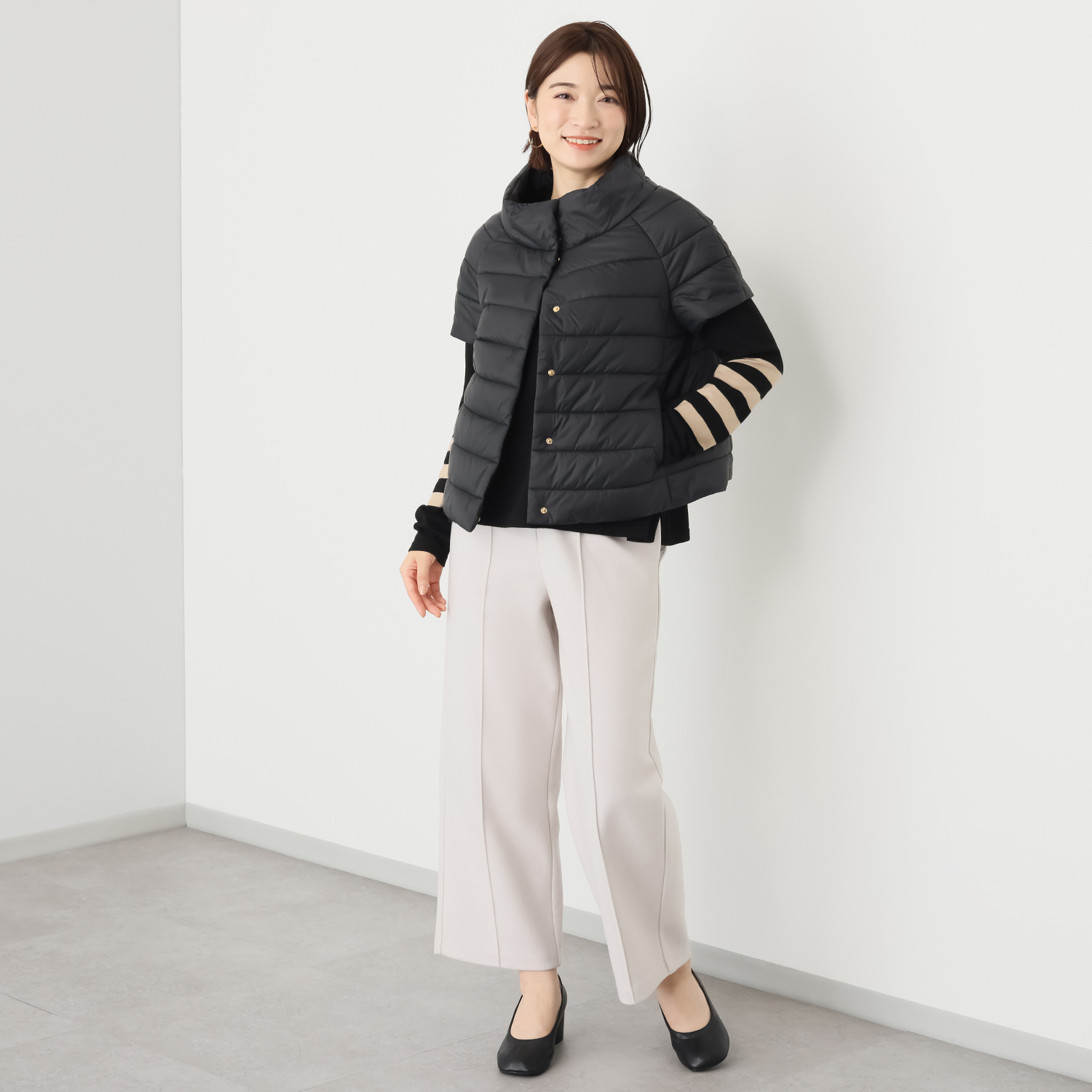 エアリーフェアリー 中綿キルティング ハーフスリーブ ライトジャケット