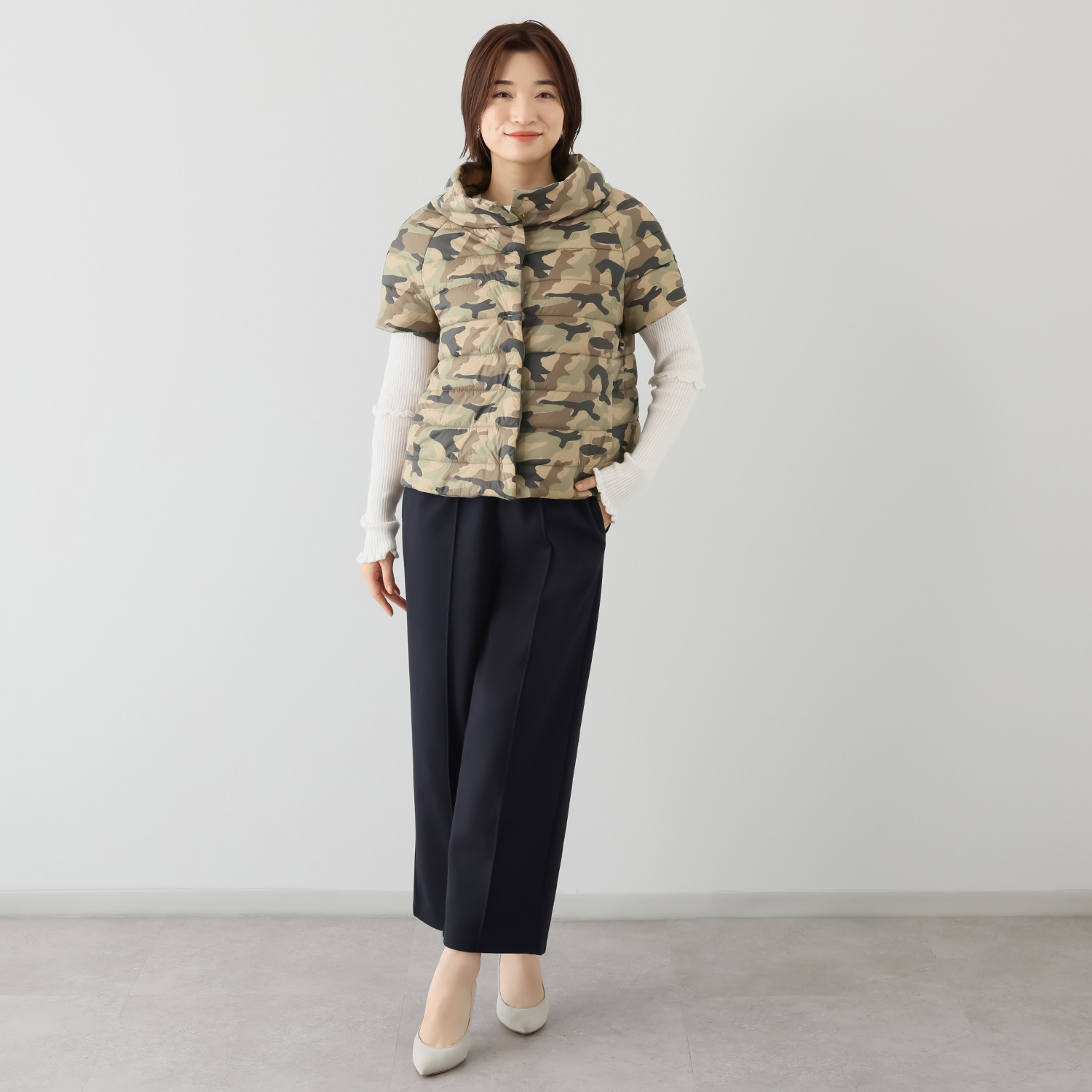 エアリーフェアリー 中綿キルティング ハーフスリーブ ライトジャケット