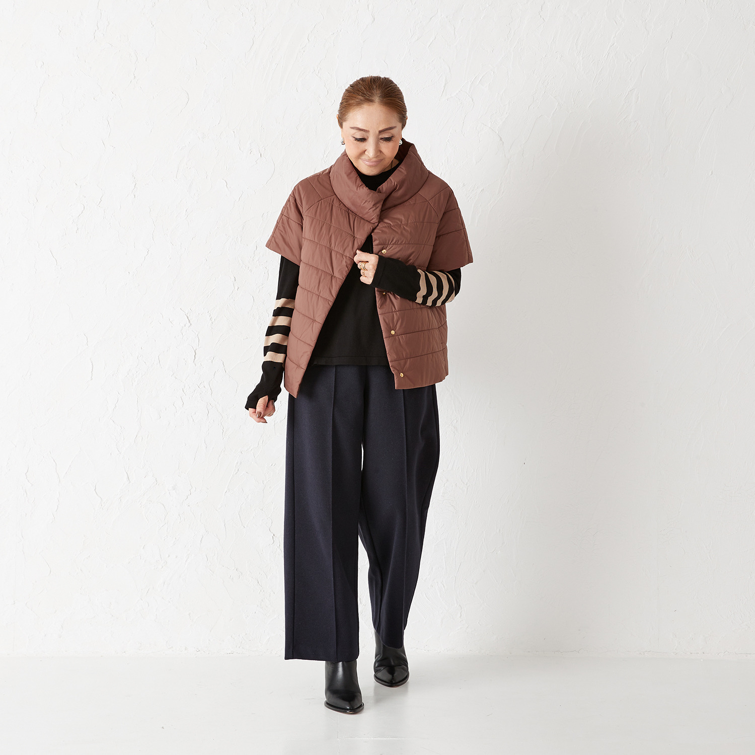 エアリーフェアリー 中綿キルティング ハーフスリーブ ライトジャケット