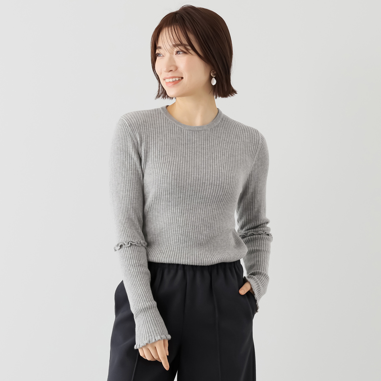エアリーフェアリー 袖フリルアクセント ニットプルオーバー