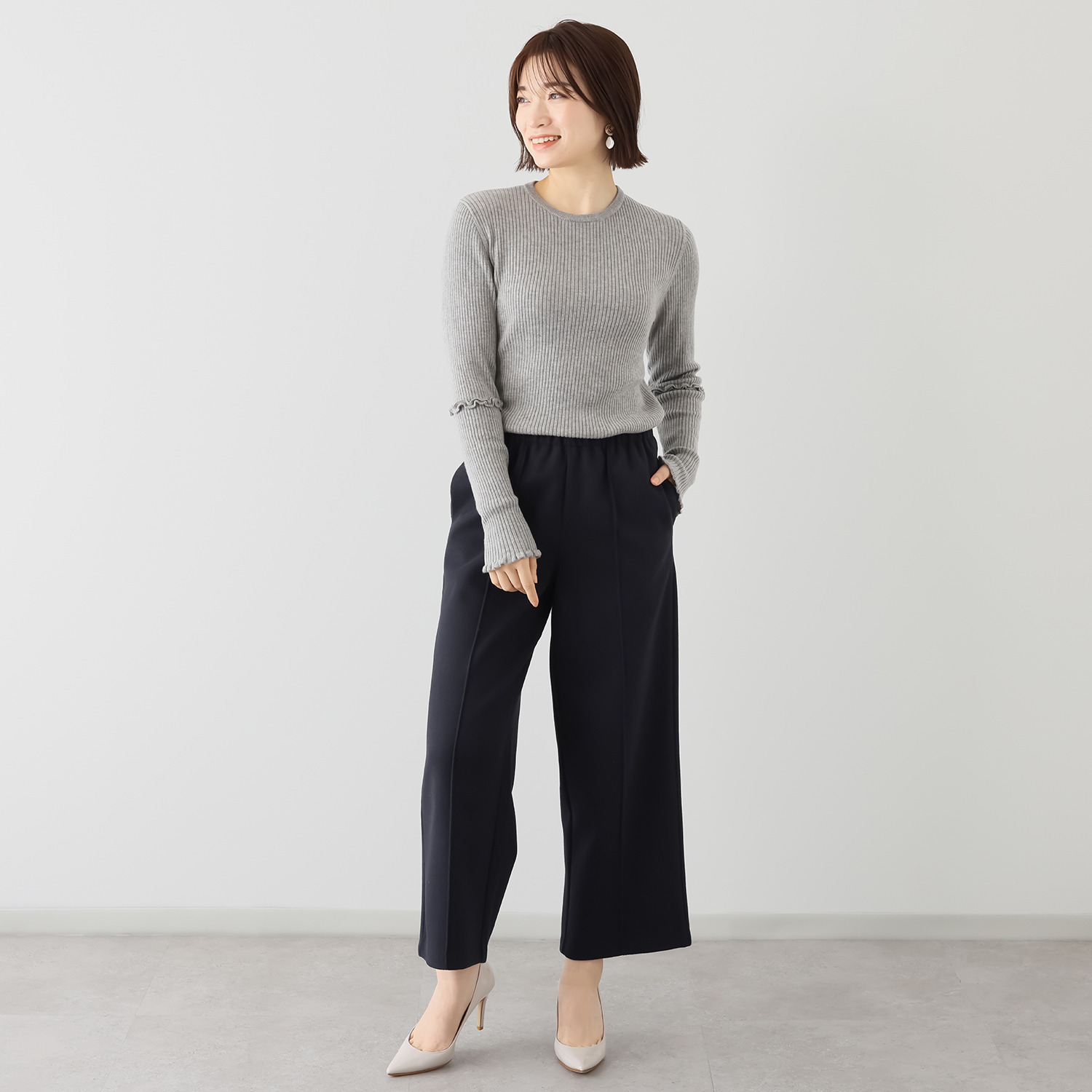 エアリーフェアリー 袖フリルアクセント ニットプルオーバー