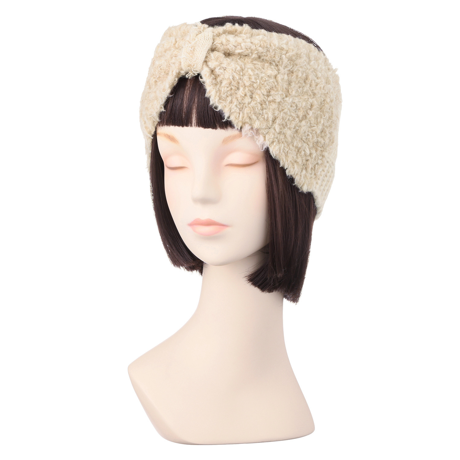 ベル・モード 日本製 タスマニアラムウール混 ファー加工アクセント ２ウェイヘアバンド