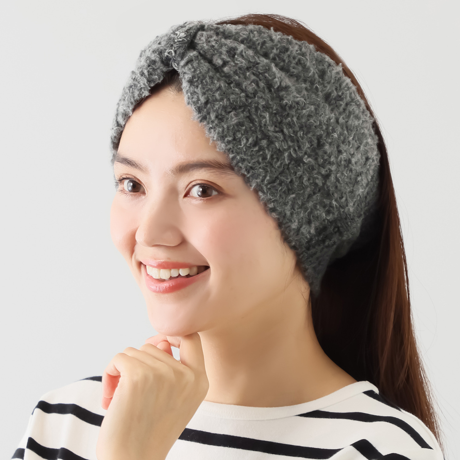 ベル・モード 日本製 タスマニアラムウール混 ファー加工アクセント ２ウェイヘアバンド