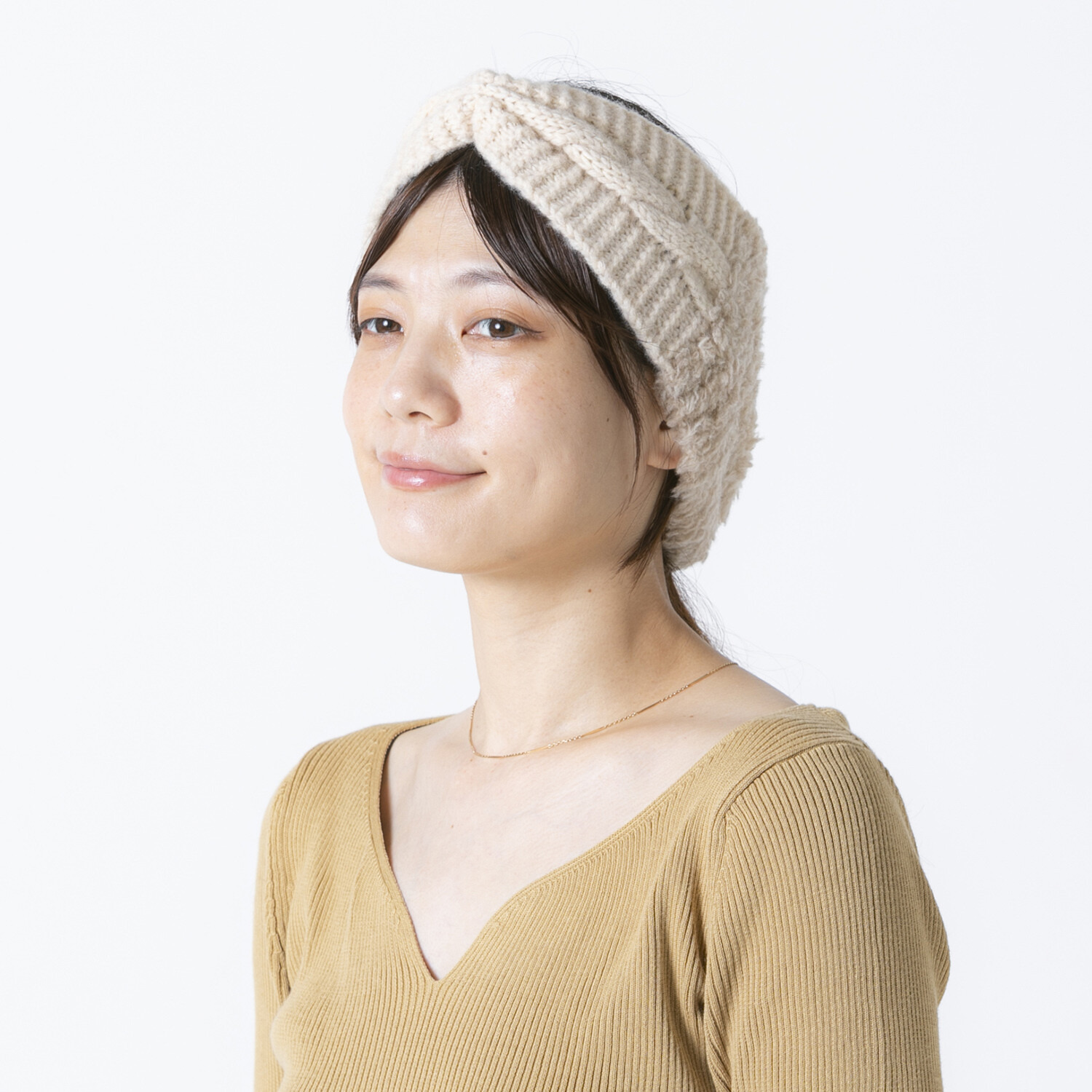 ベル・モード 日本製 タスマニアラムウール混 ファー加工アクセント ２ウェイヘアバンド