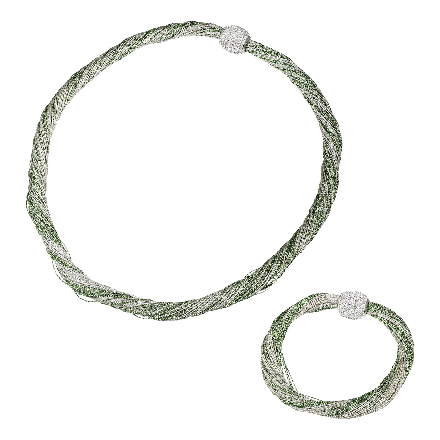 ＣＺ シルキーメタリックコード ネックレス＆ ブレスレットセット