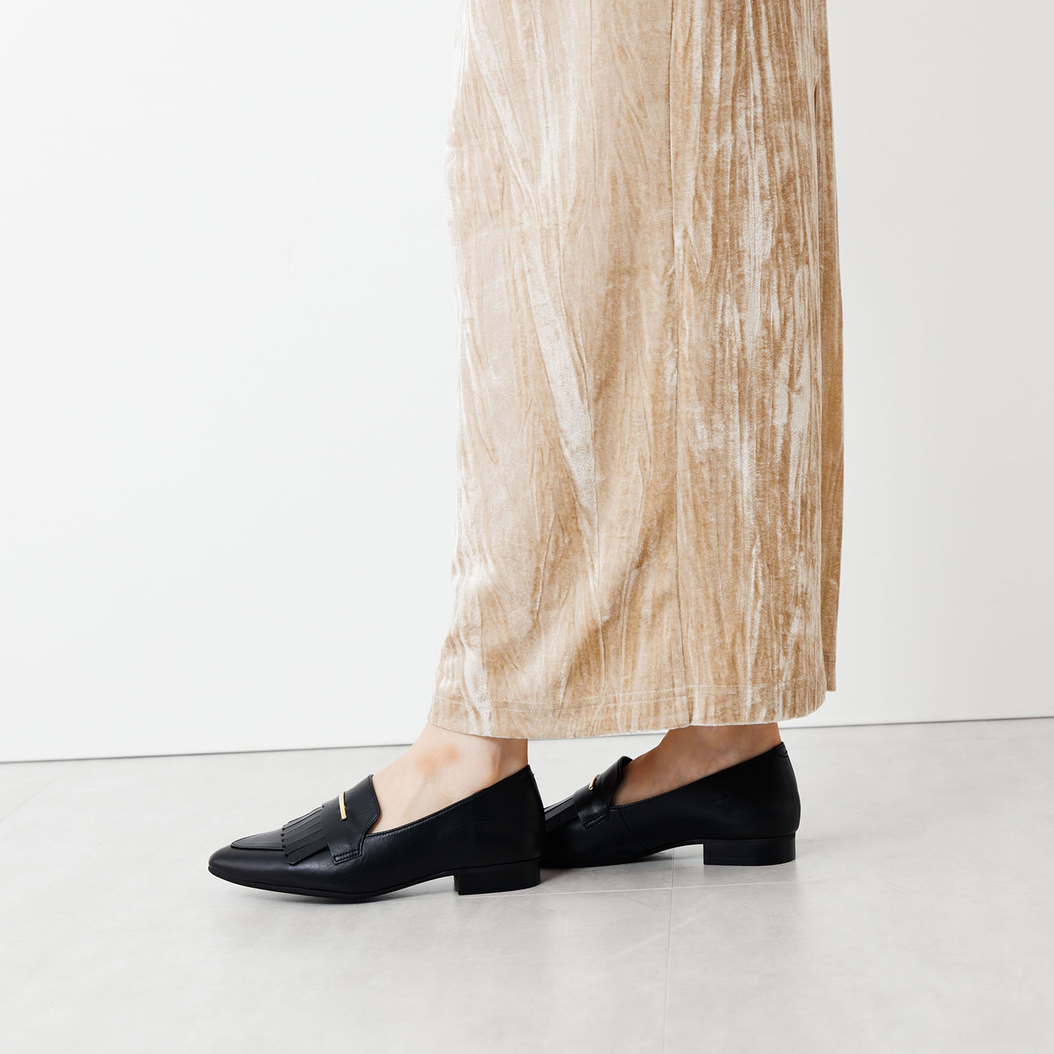 卑弥呼 日本製 牛革 メタルバーアクセント キルトローファー