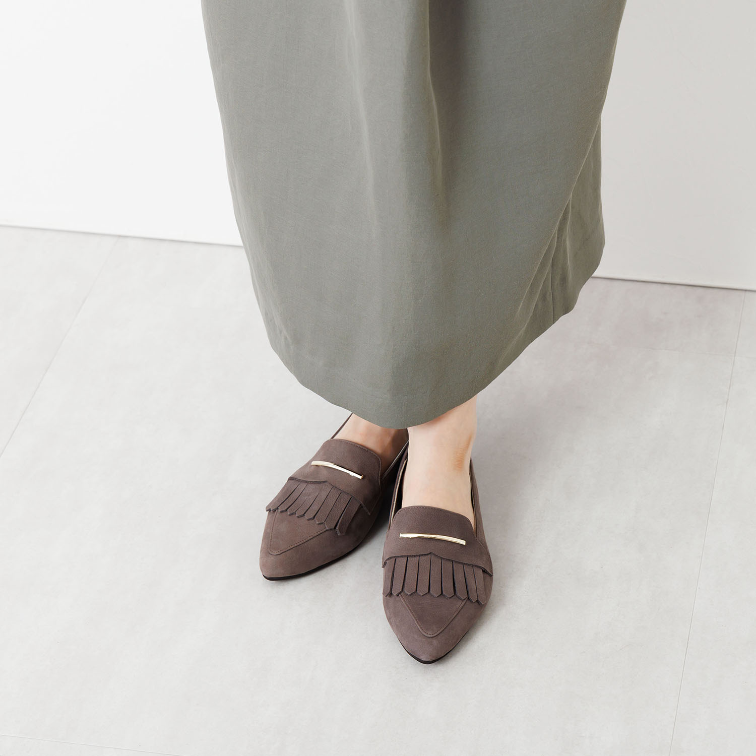 卑弥呼 日本製 牛革 メタルバーアクセント キルトローファー