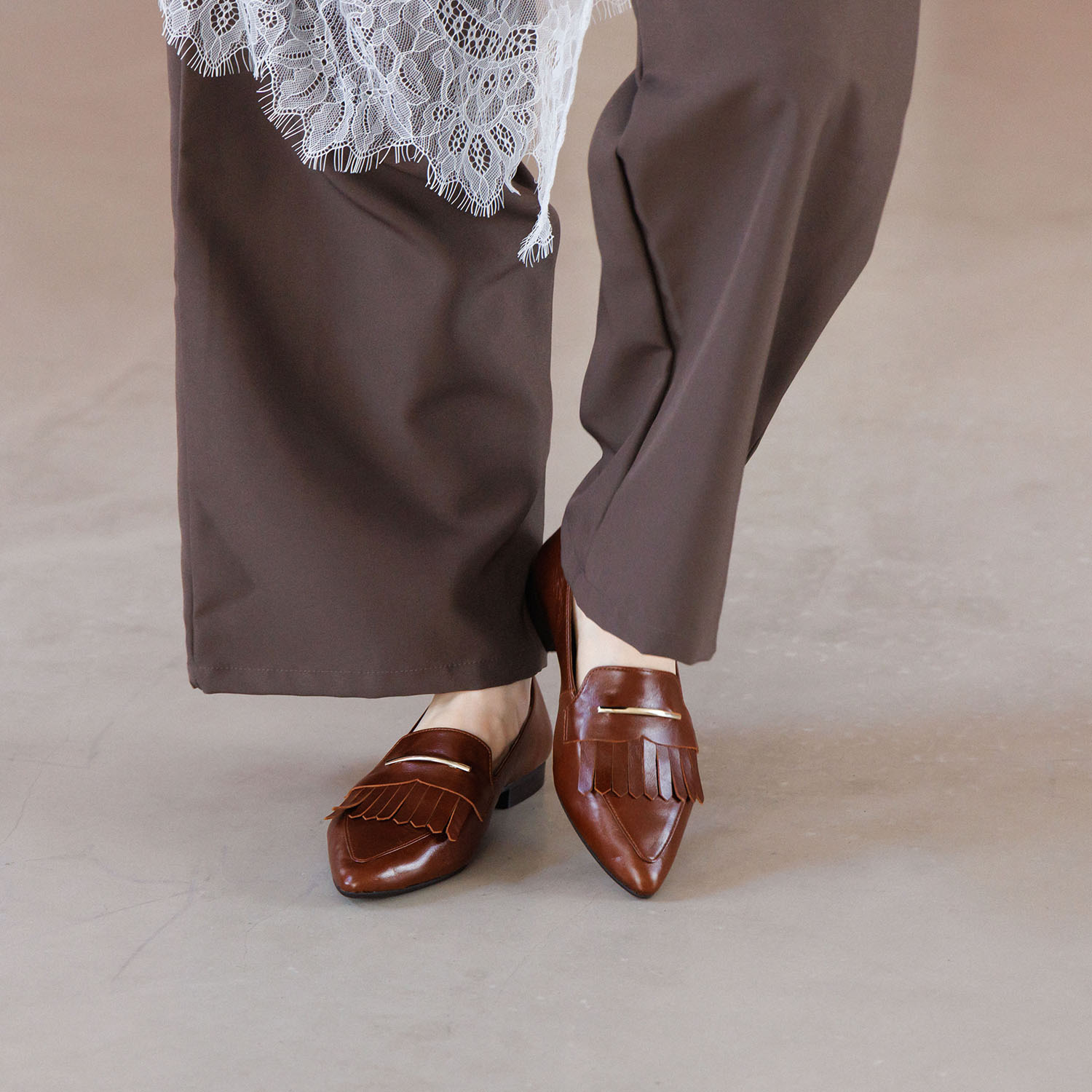 卑弥呼 日本製 牛革 メタルバーアクセント キルトローファー