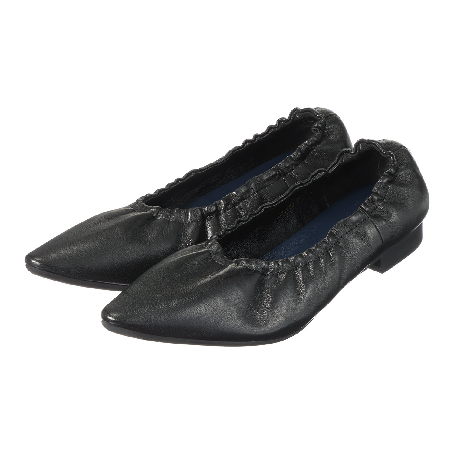 卑弥呼 日本製 レザー　シャーリング フラットパンプス