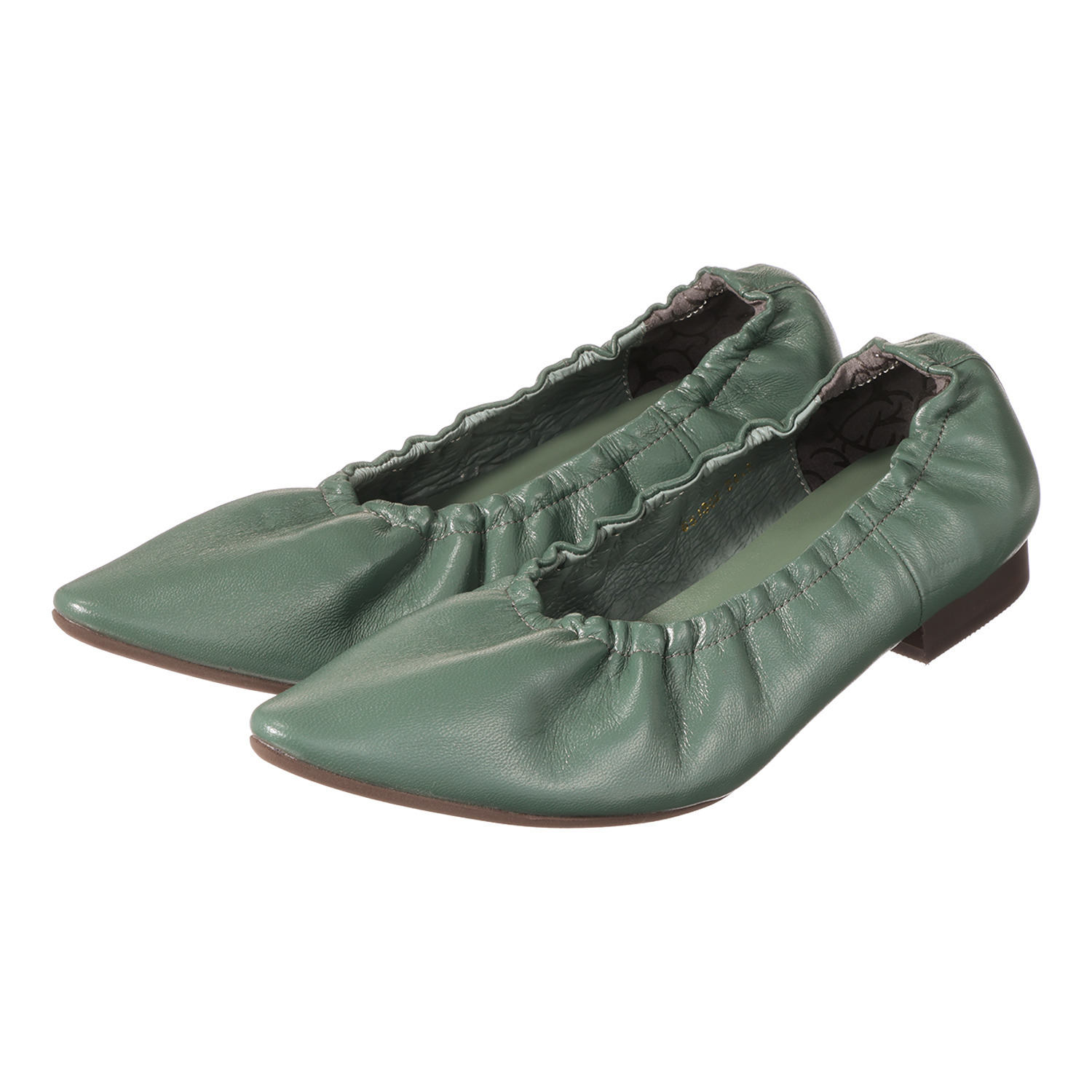 卑弥呼 日本製 レザー　シャーリング フラットパンプス