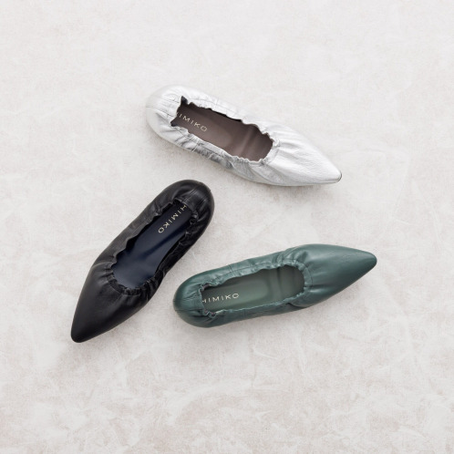 卑弥呼　日本製　レザー　シャーリング　フラットパンプス