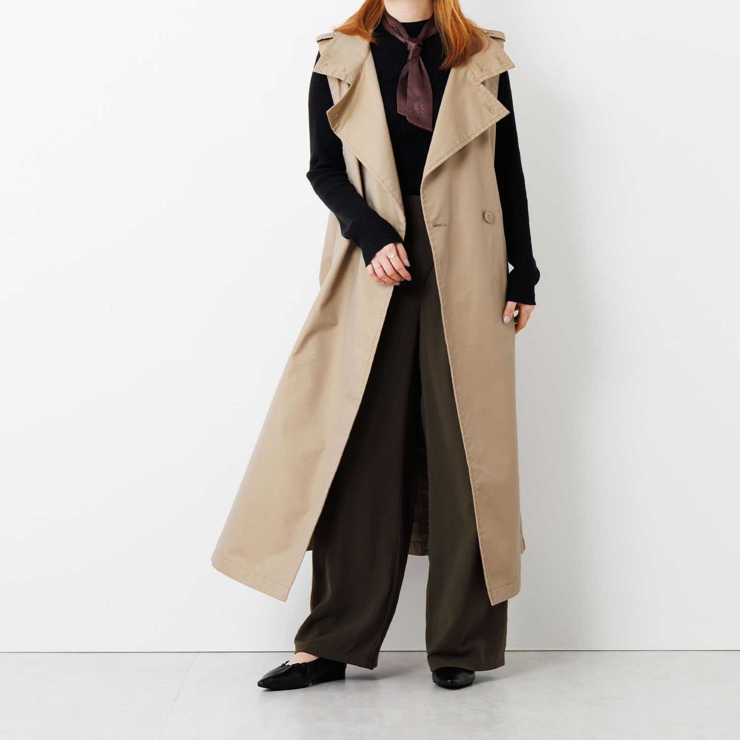 卑弥呼 日本製 レザー　シャーリング フラットパンプス