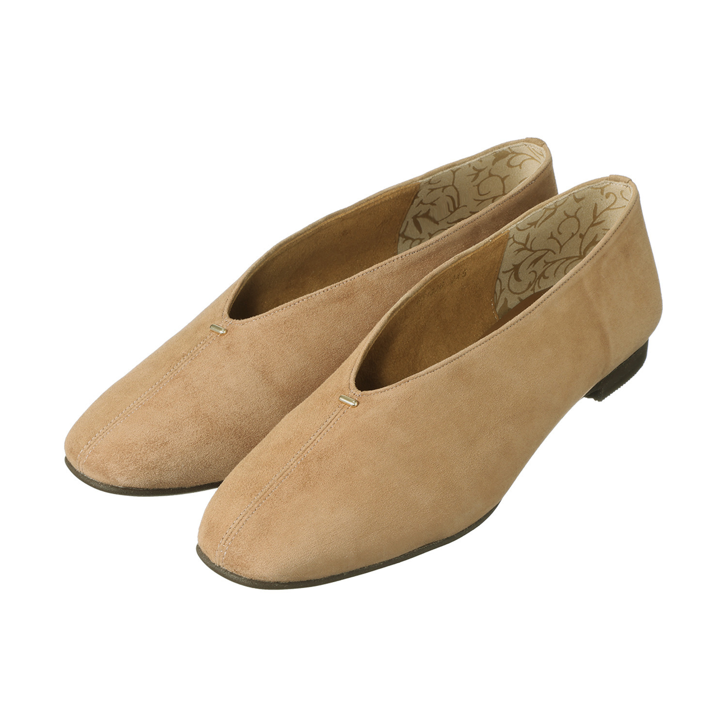 卑弥呼 日本製　はっ水羊革 メタルポイント フラットパンプス