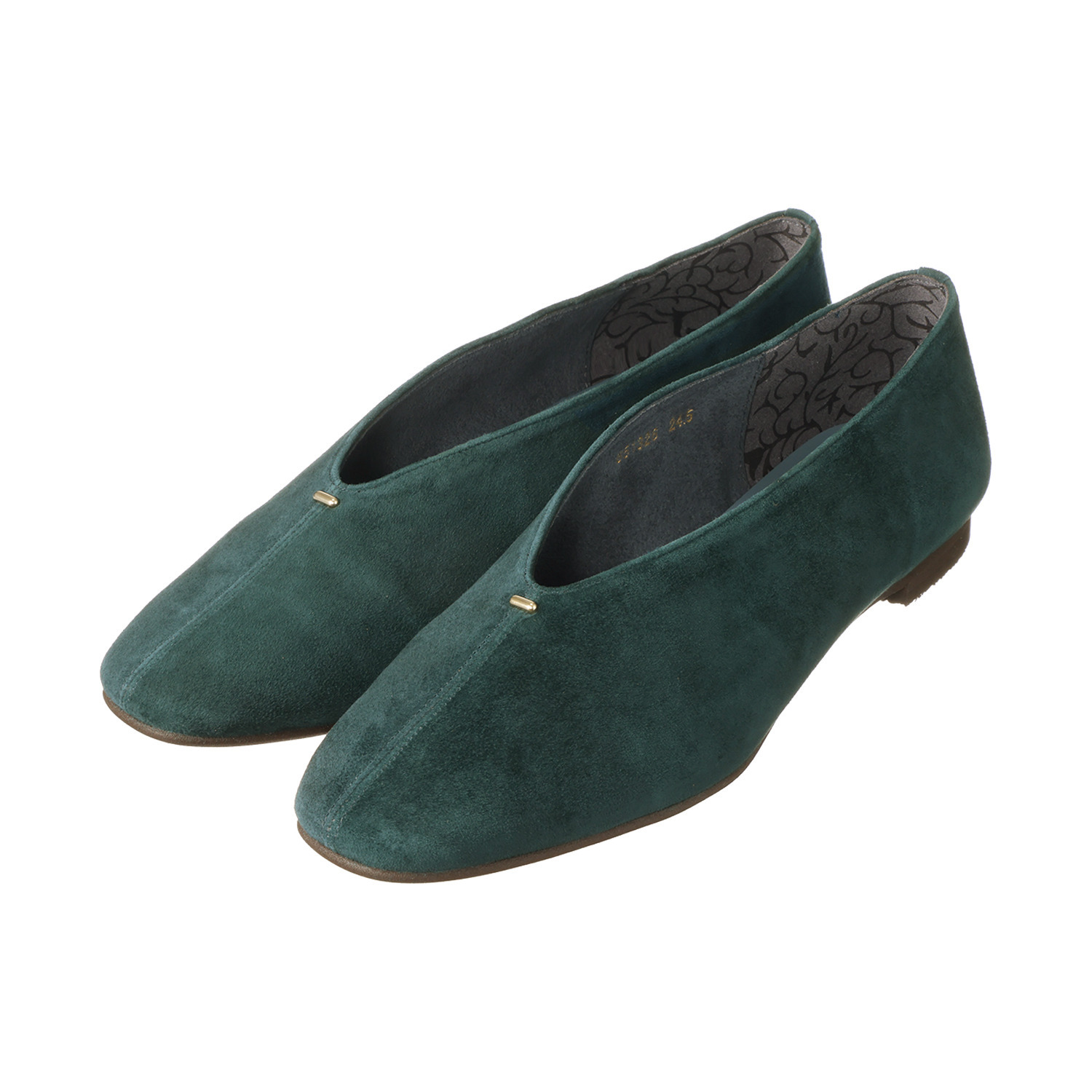 卑弥呼 日本製　はっ水羊革 メタルポイント フラットパンプス