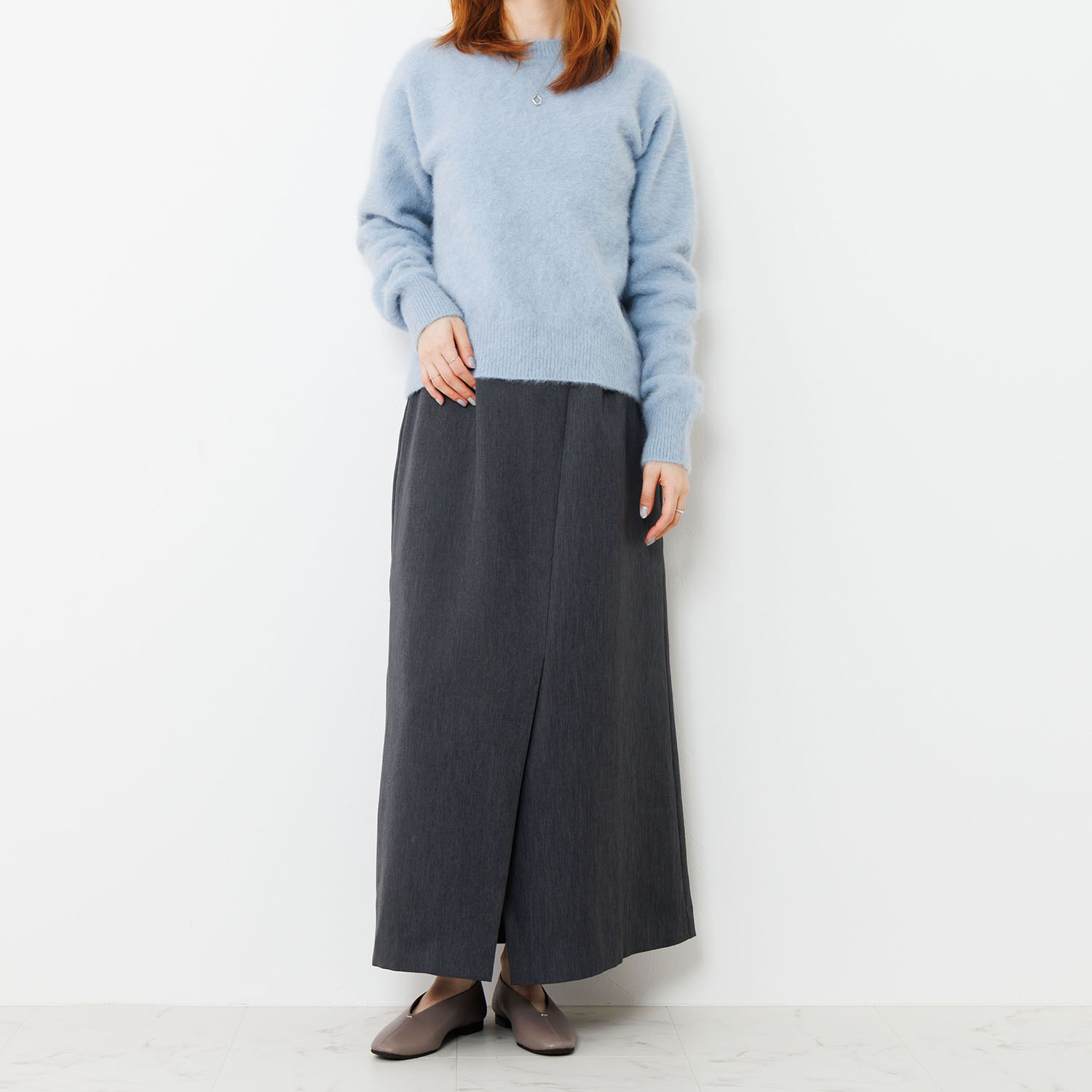 卑弥呼 日本製　はっ水羊革 メタルポイント フラットパンプス