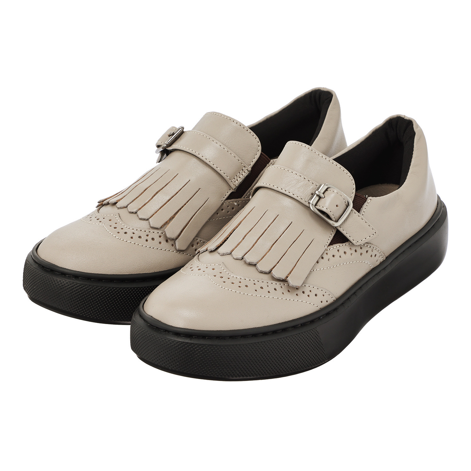 ミズ・ジューヌ 日本製 牛革 キルトデザイン 厚底シューズ