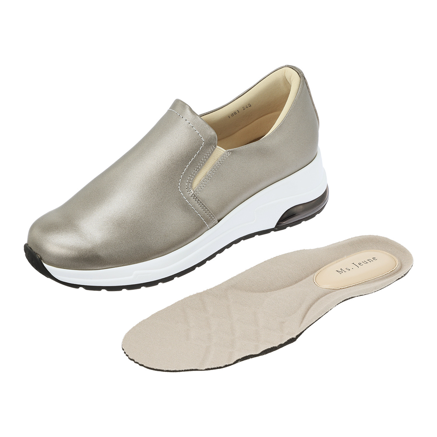 ミズ・ジューヌ 日本製 牛革 厚底スリッポン