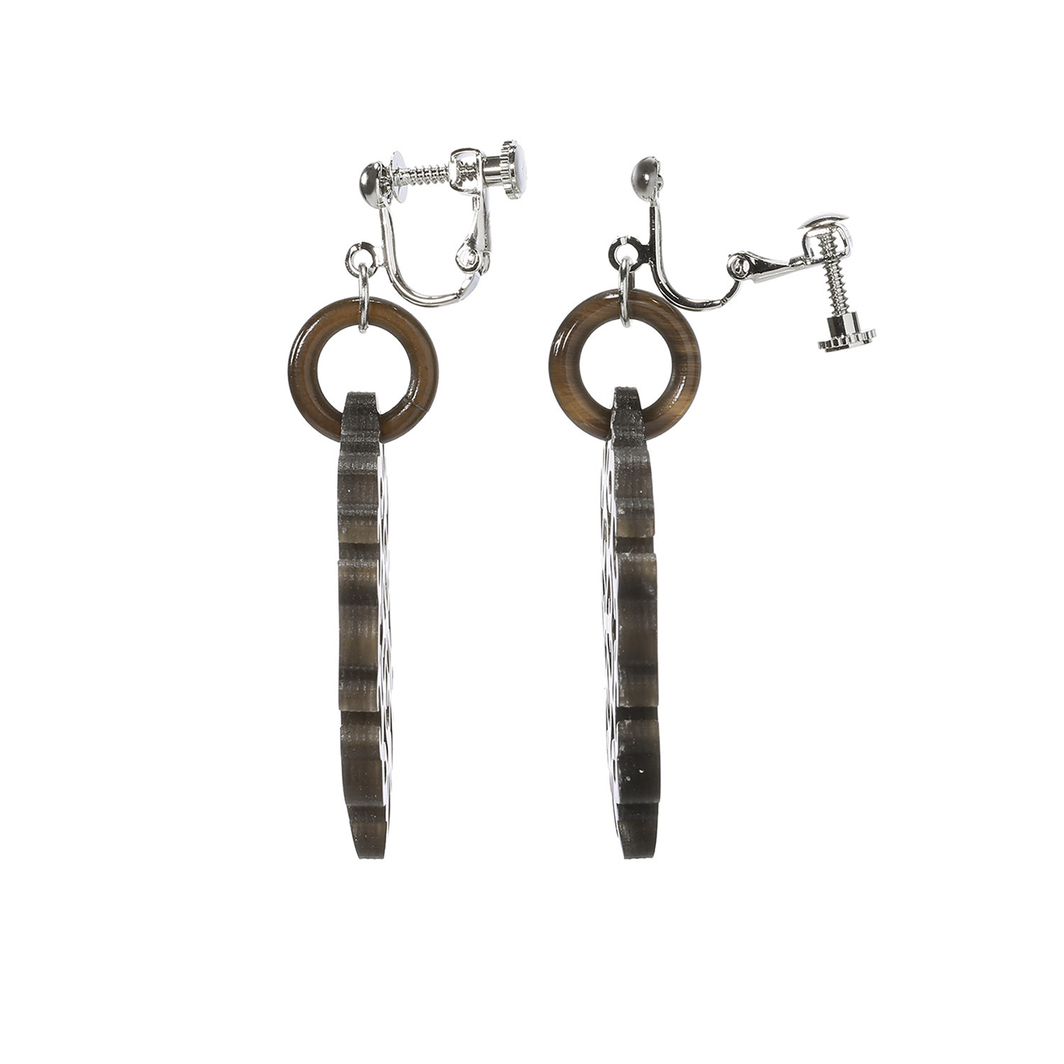 ミル・レーヴ 水牛 アラベスクフラワー 透かし彫り イヤリング／ピアス