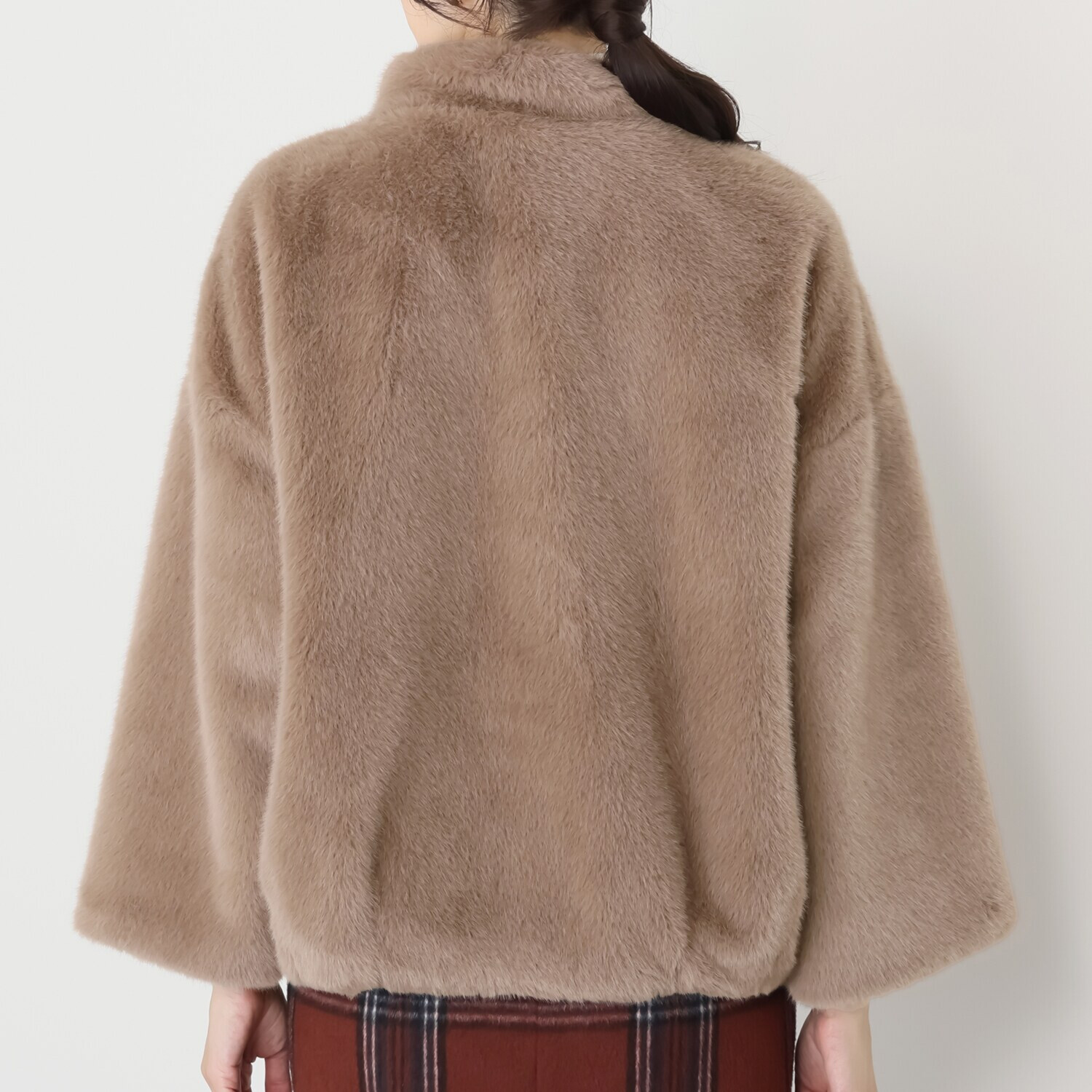 元町ゼラール こだわりの華やか素材 ミンク調フェイクファー スタンドネック ジャケット