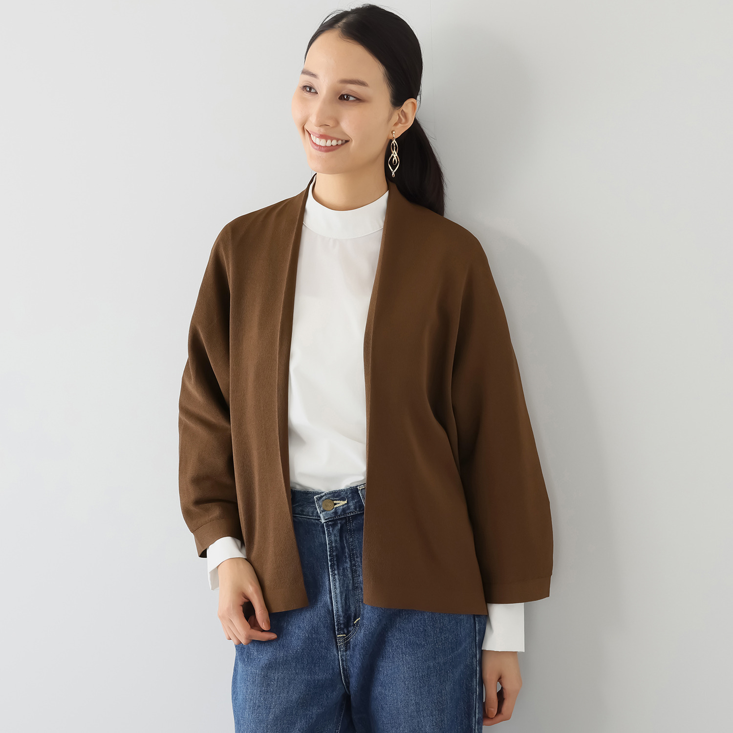 アンベロッペ 繊細な艶としなやかさ 上質アセテートブレンド プレミアムニット トッパージャケット