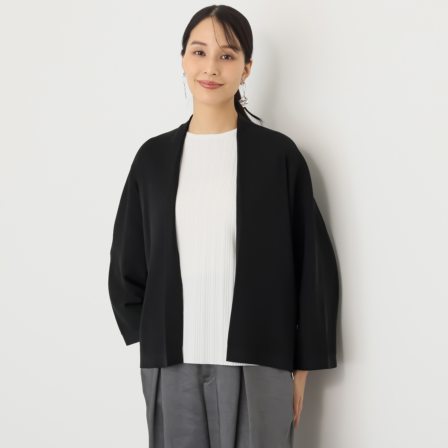 アンベロッペ 繊細な艶としなやかさ 上質アセテートブレンド プレミアムニット トッパージャケット