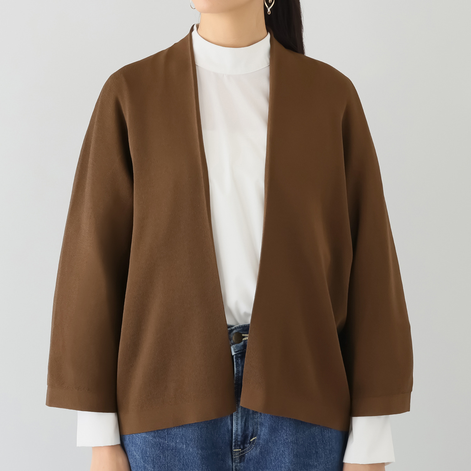 アンベロッペ 繊細な艶としなやかさ 上質アセテートブレンド プレミアムニット トッパージャケット