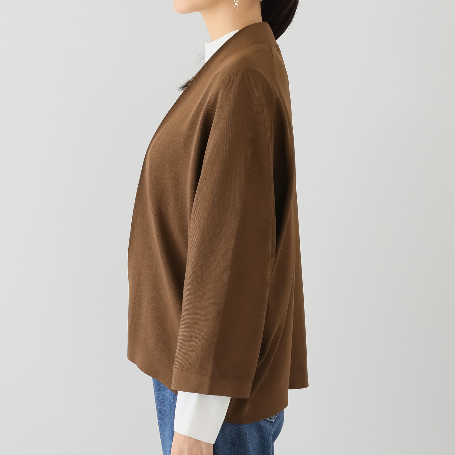 アンベロッペ 繊細な艶としなやかさ 上質アセテートブレンド プレミアムニット トッパージャケット