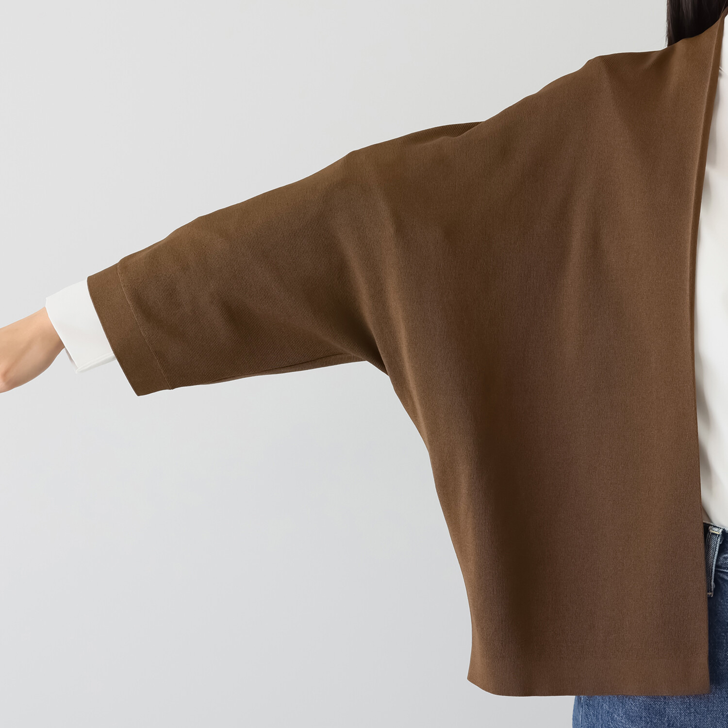 アンベロッペ 繊細な艶としなやかさ 上質アセテートブレンド プレミアムニット トッパージャケット