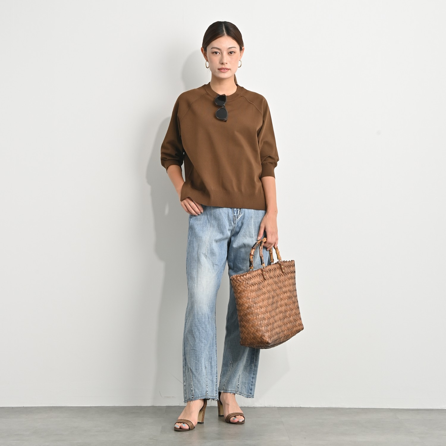 アンベロッペ 繊細な艶としなやかさ 上質アセテートブレンド プレミアムニット ラグランプルオーバー