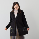 メゾン馬里邑 オーガンジー 刺しゅうレースアクセント ポンチローマドッキング ロングカーディガン