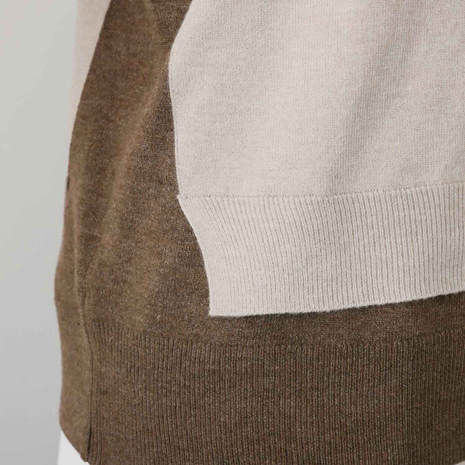 メゾン馬里邑 立体レースアクセント インターシャ バイカラー切替 モックネック ニットプルオーバー