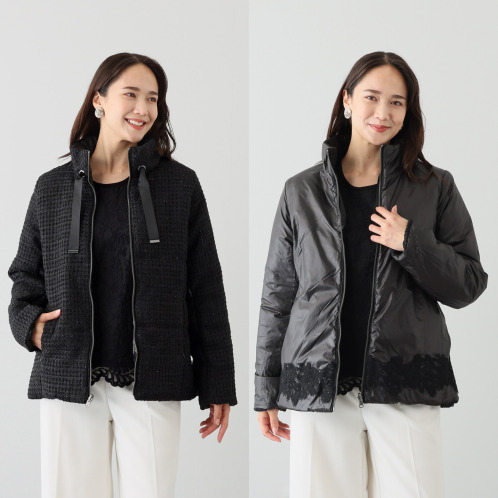 メゾン馬里邑 ツイード リバーシブル 中綿ジャケット メゾン馬里邑 ツイード リバーシブル 中綿ジャケット