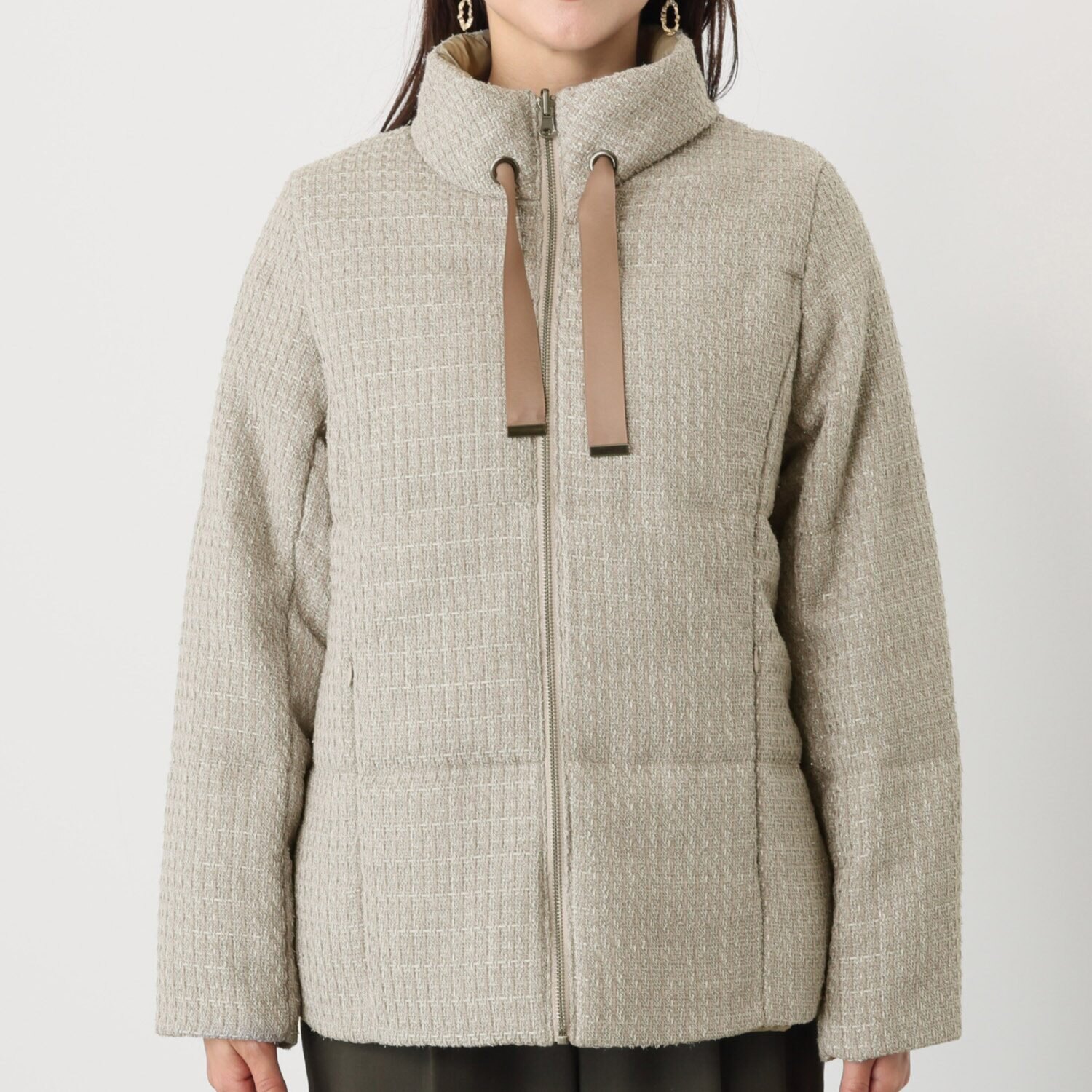 メゾン馬里邑 ツイード リバーシブル 中綿ジャケット