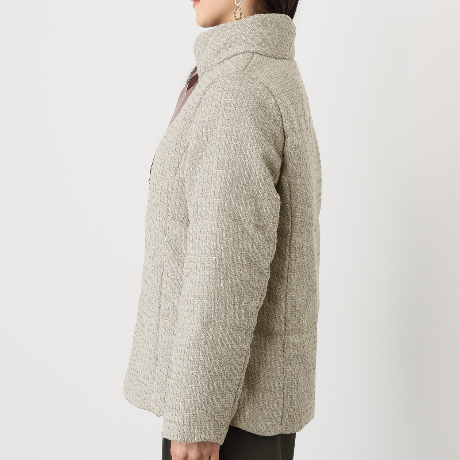 メゾン馬里邑 ツイード リバーシブル 中綿ジャケット