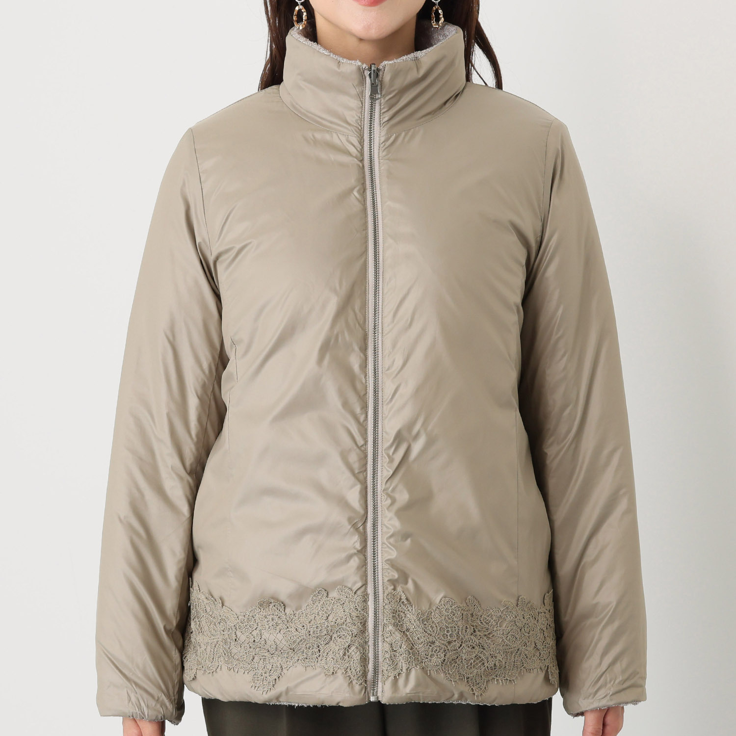 メゾン馬里邑 ツイード リバーシブル 中綿ジャケット