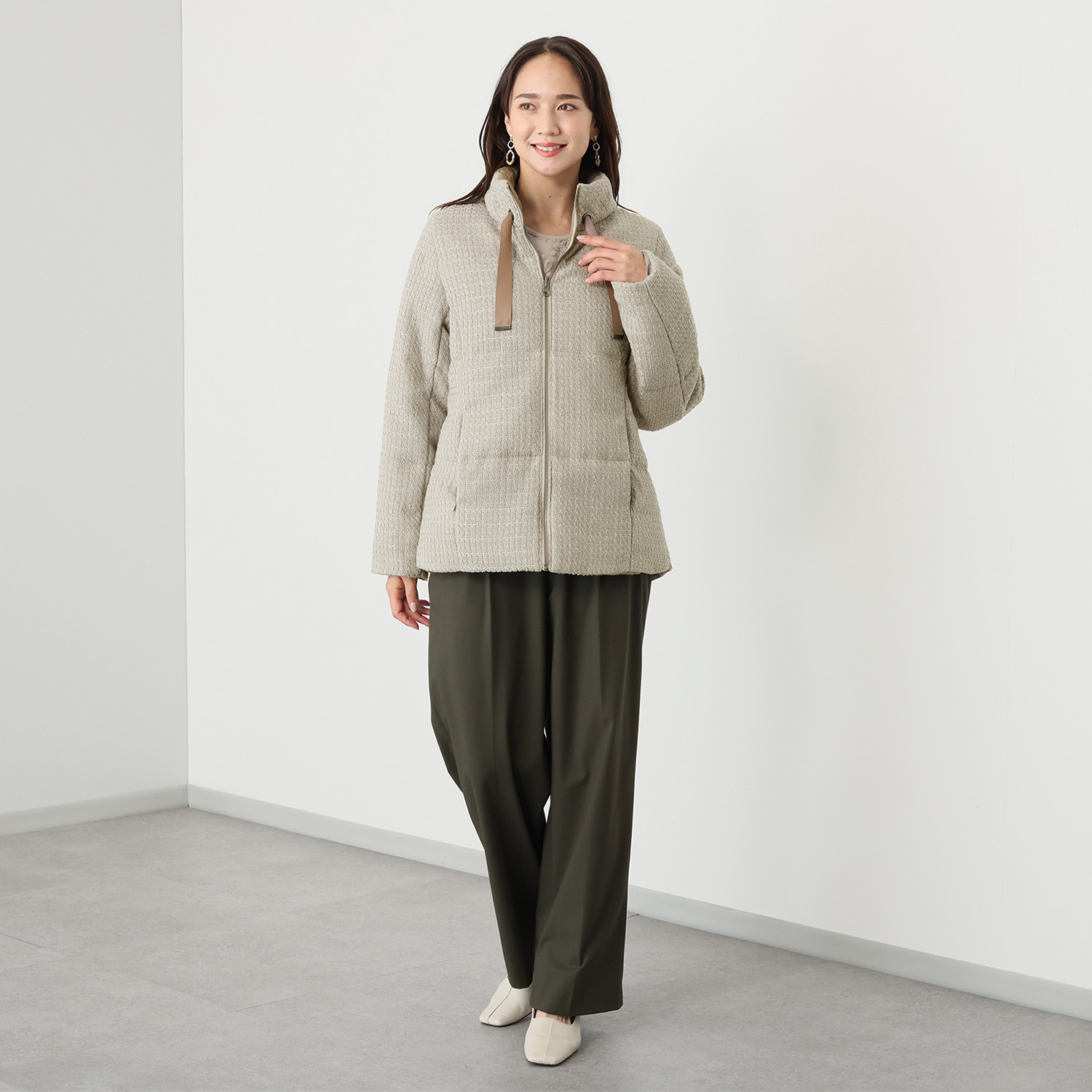 メゾン馬里邑 ツイード リバーシブル 中綿ジャケット